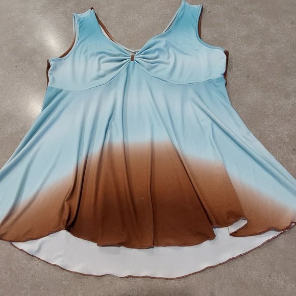 FASHION BUG Women's Sleeveless Ombre Design Top - Blue/Brown - Size Large - Picture 1 of 4